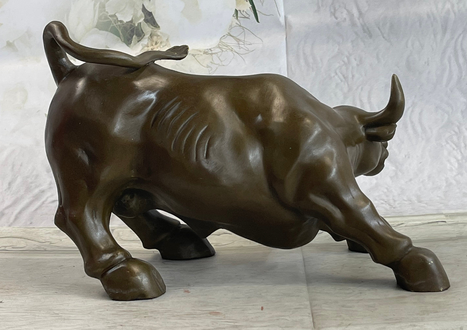 Art Deco Original Stock Market Bull Bronze Sculpture Wall Street Figurine Figure