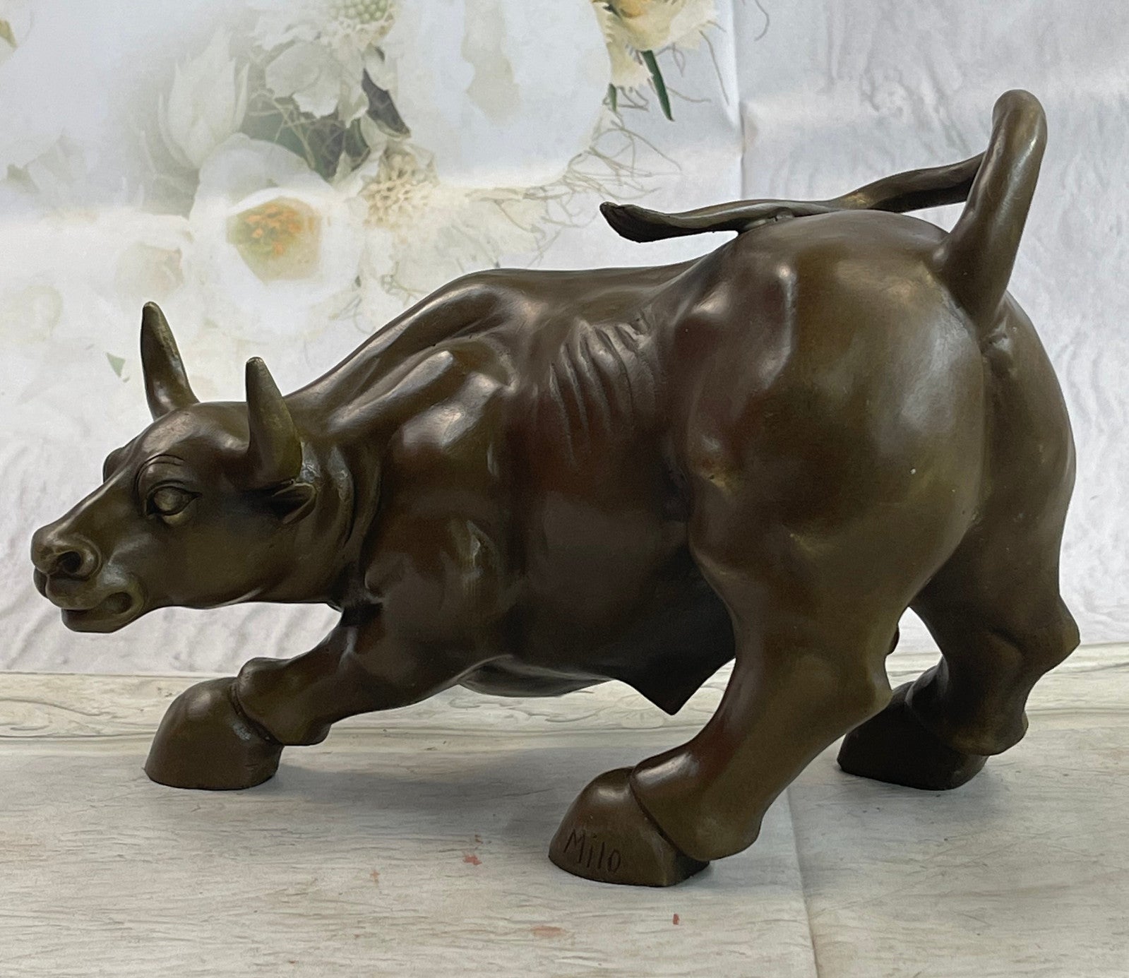 Art Deco Original Stock Market Bull Bronze Sculpture Wall Street Figurine Figure