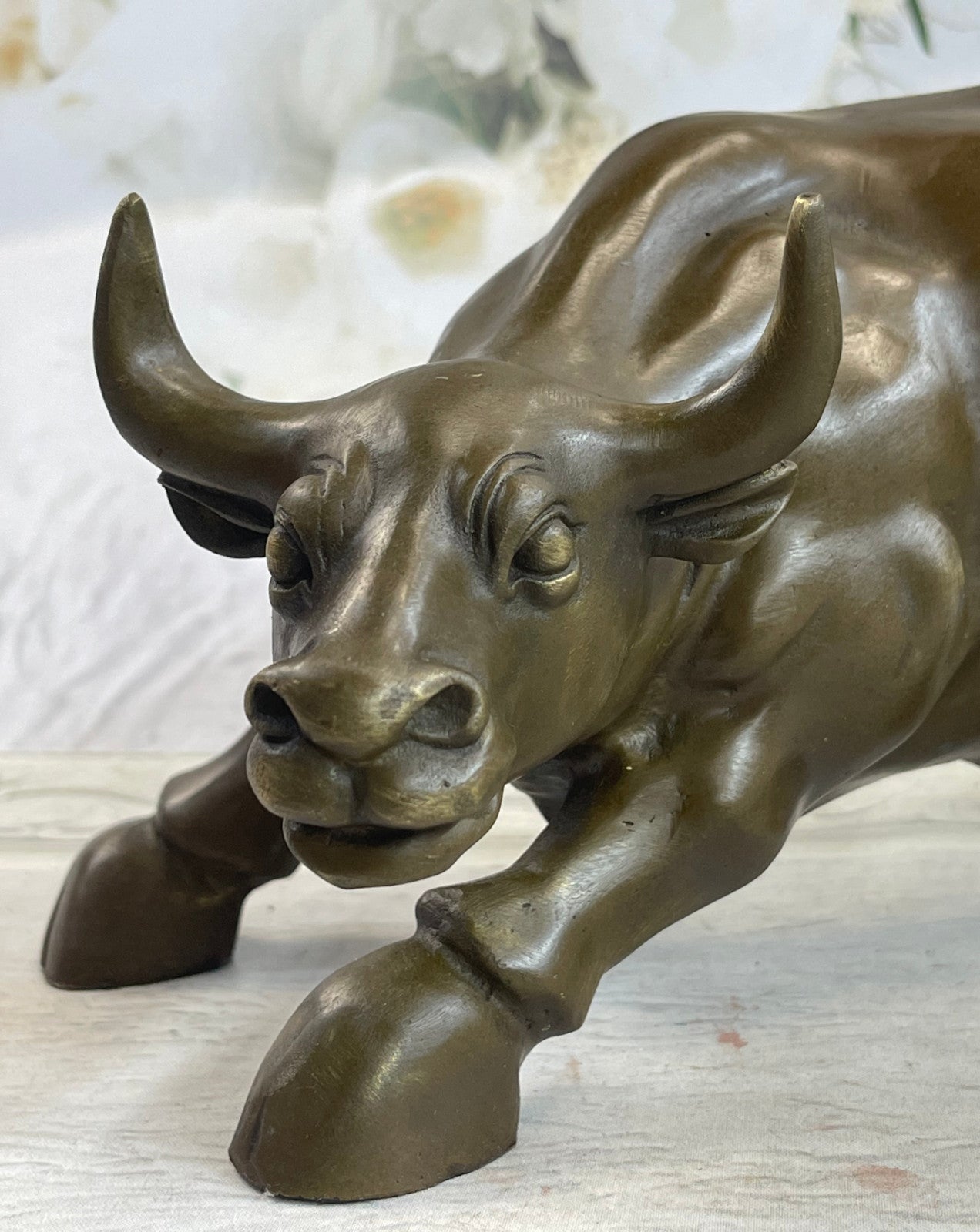 Art Deco Original Stock Market Bull Bronze Sculpture Wall Street Figurine Figure