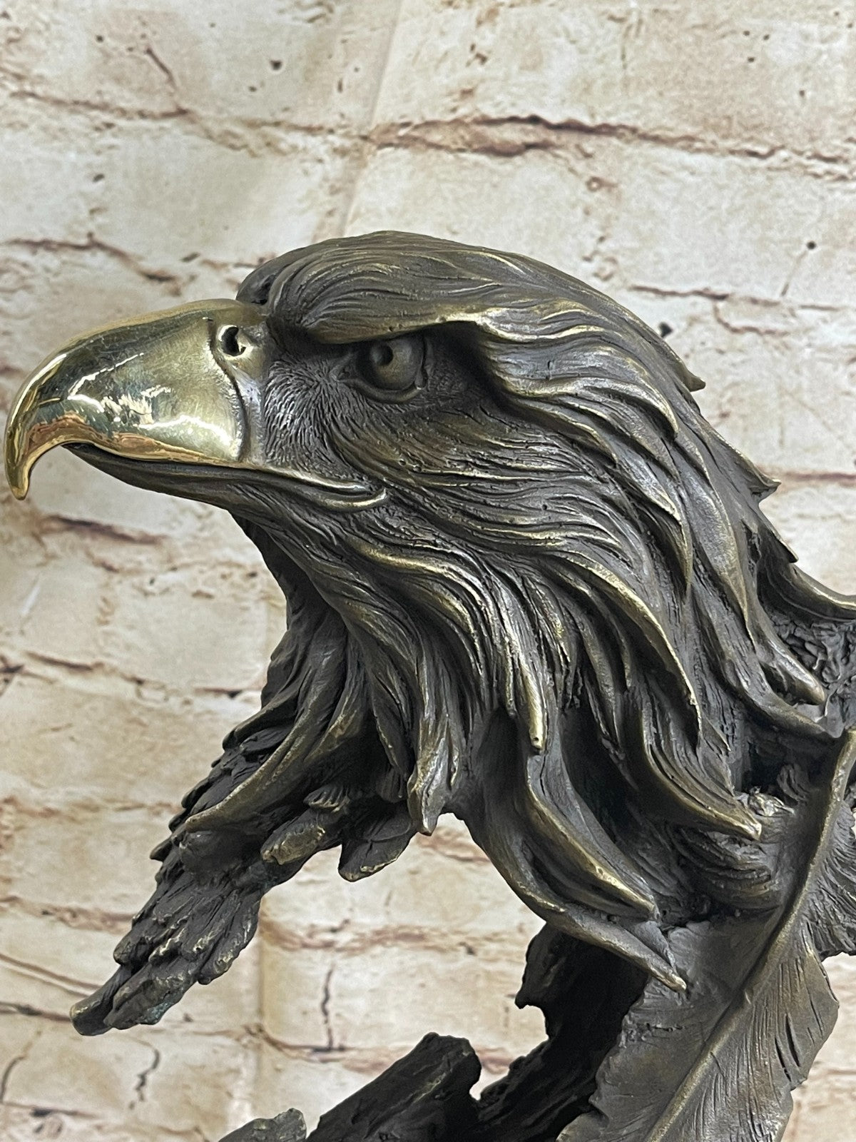 American Eagle with Feather Detailed Hot Cast Bronze Sculpture Classic Artwork