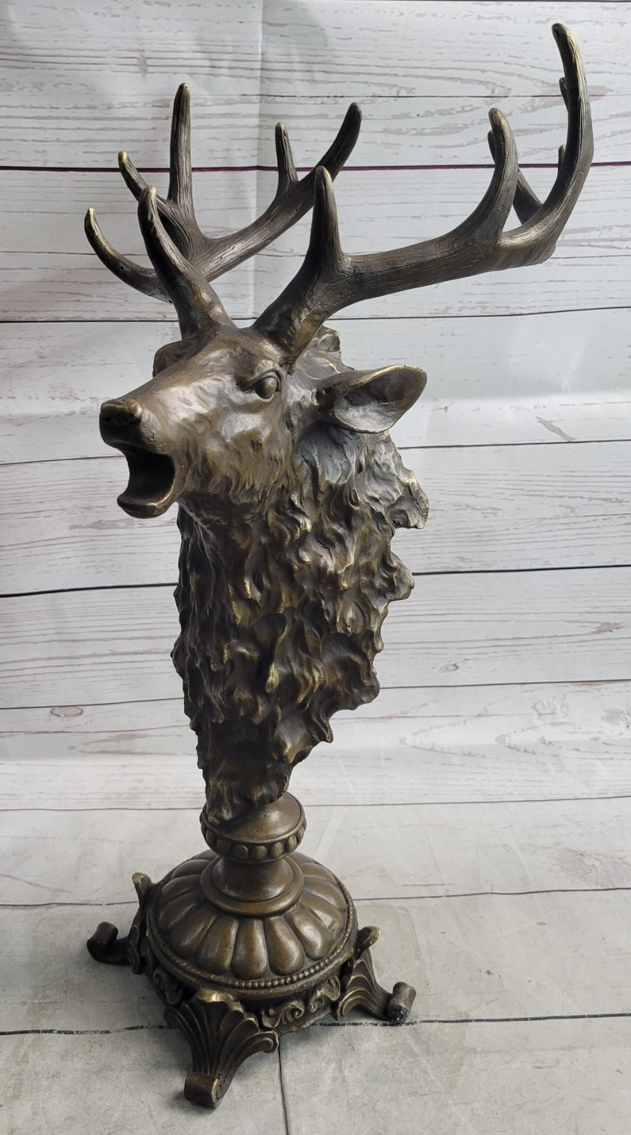 Buck Deer Elk Stag Wildlife Art Cabin Lodge Sportsman Art Bronze Statue Decor