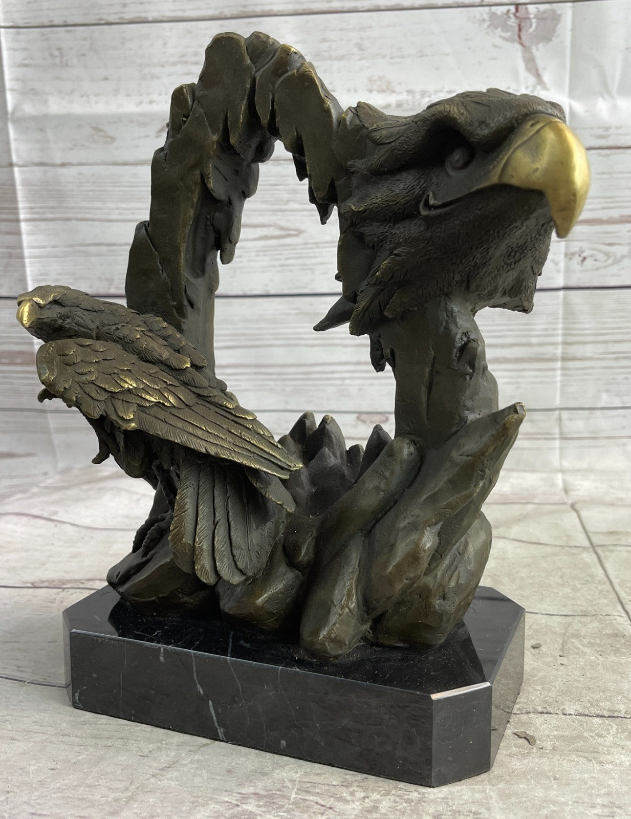 Handcrafted Bronze Bald Eagle Head Bust Sculpture Statue Figurine Wildlife Decor Sale