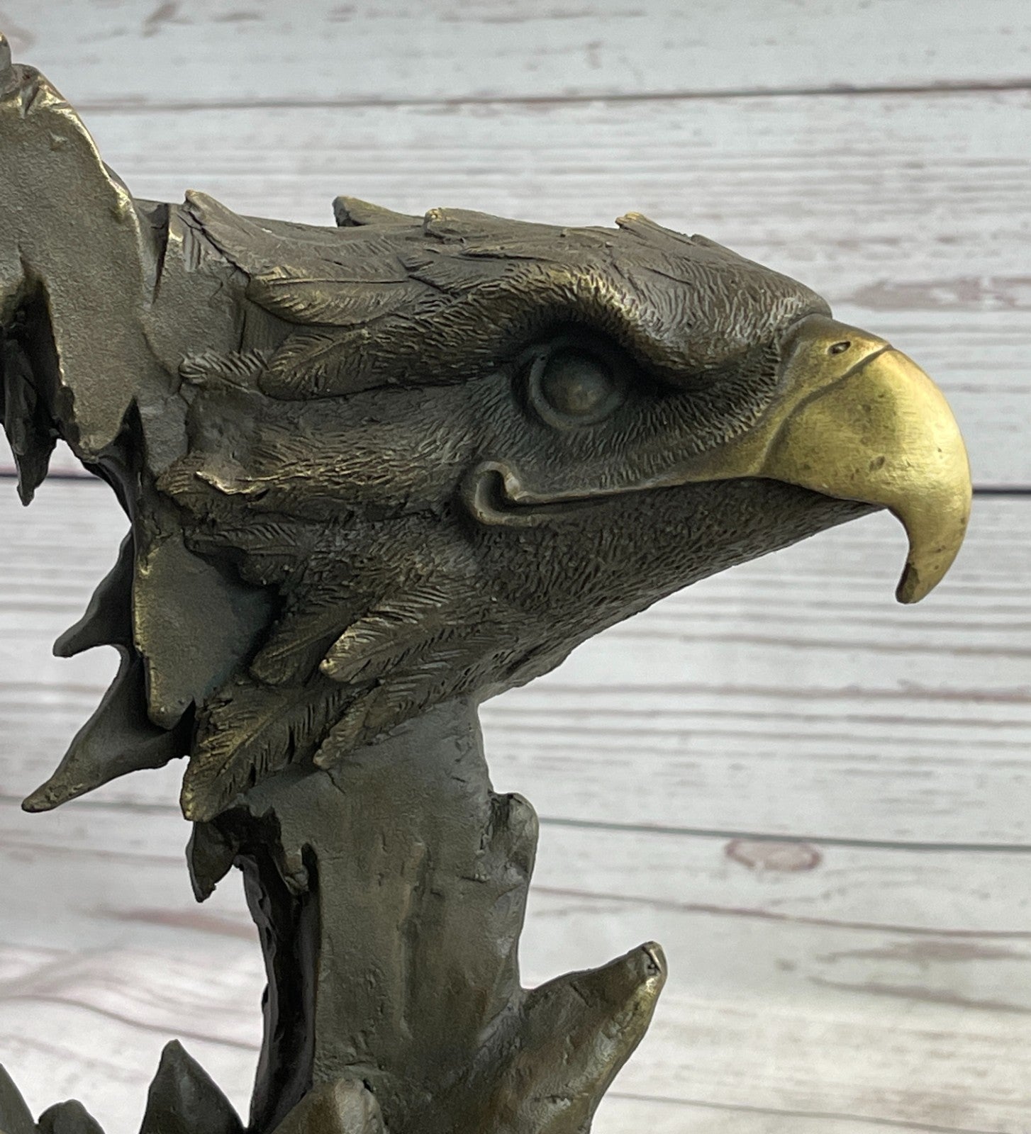 Handcrafted Bronze Bald Eagle Head Bust Sculpture Statue Figurine Wildlife Decor Sale