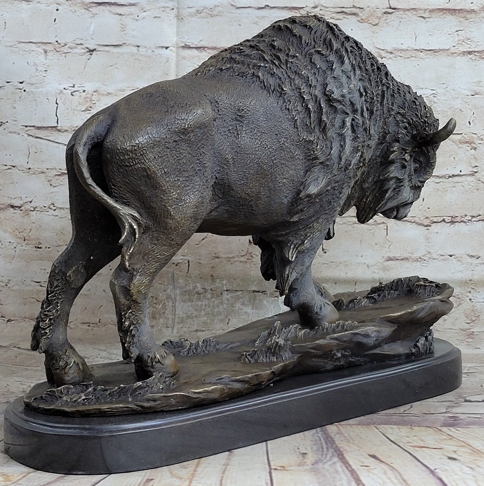 Art Deco Barye American Artist Buffalo Bison Bronze Hot Cast Sculpture Statue
