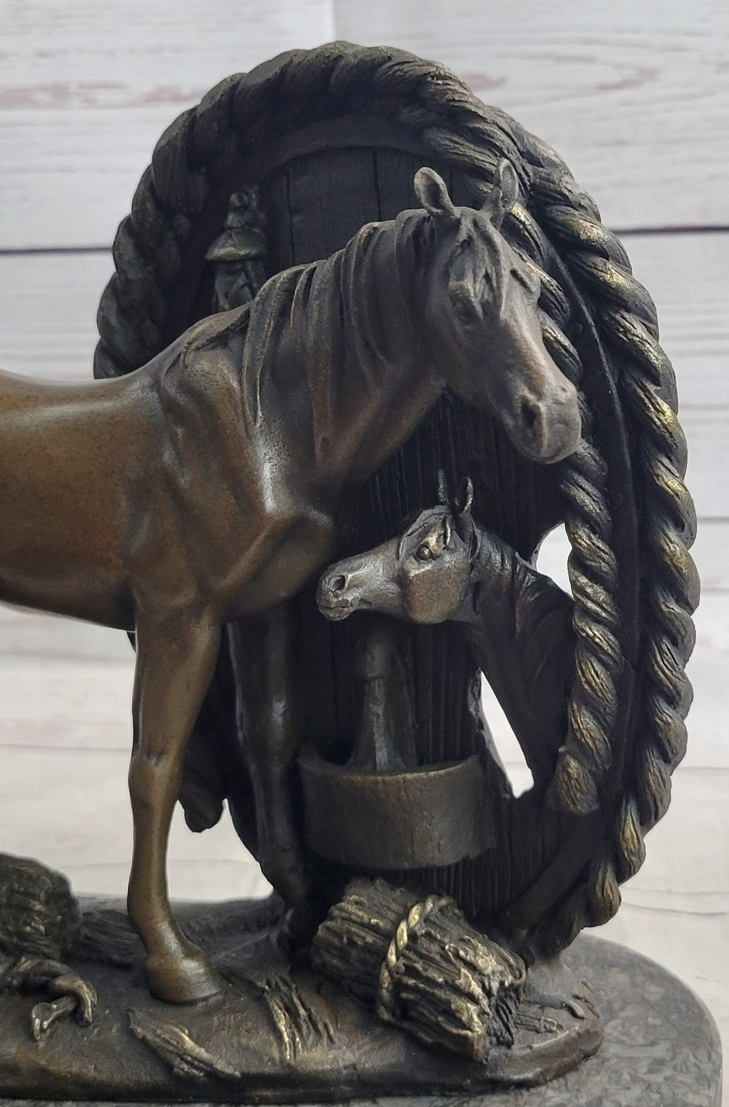 Handcrafted bronze sculpture SALE Mi By Bust Horse Baby And Mare Large Cast Hot