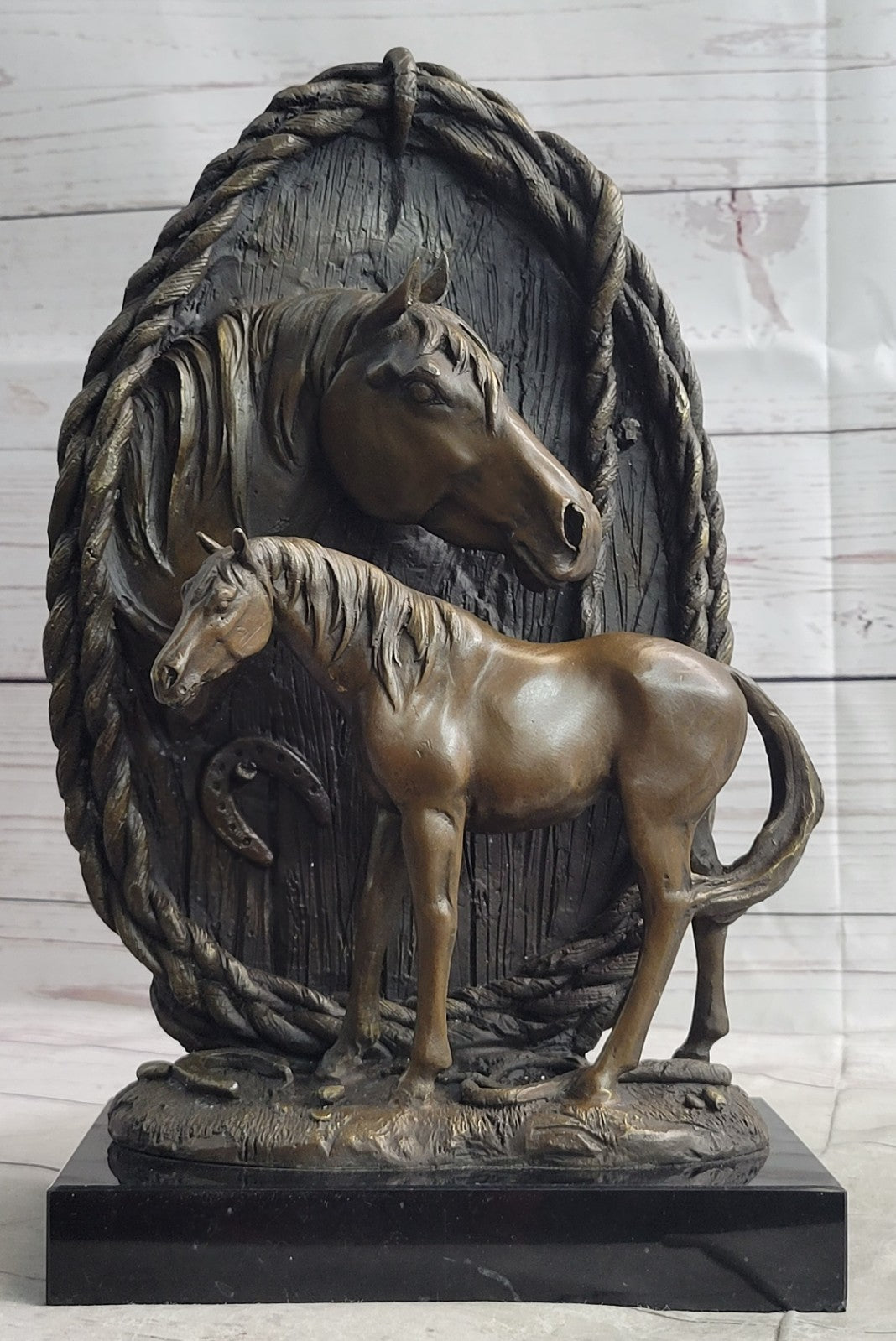 Bust Trophy Horse Bronze And Figure Art Superb Handcrafted Sculpture Hot Cast T