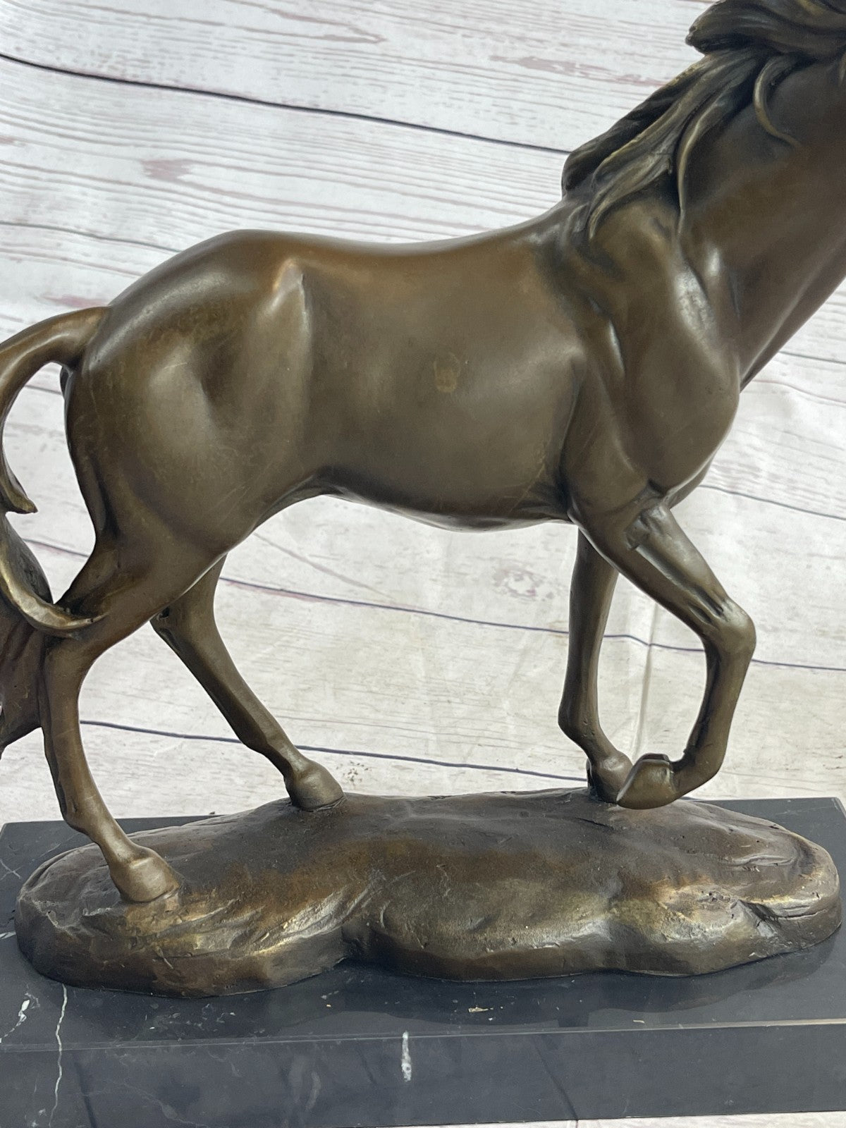 BRONZE STATUE SIGNED WILLIAMS WILD RACING STALLION HORSE SCULPTURE FIGURINE ART