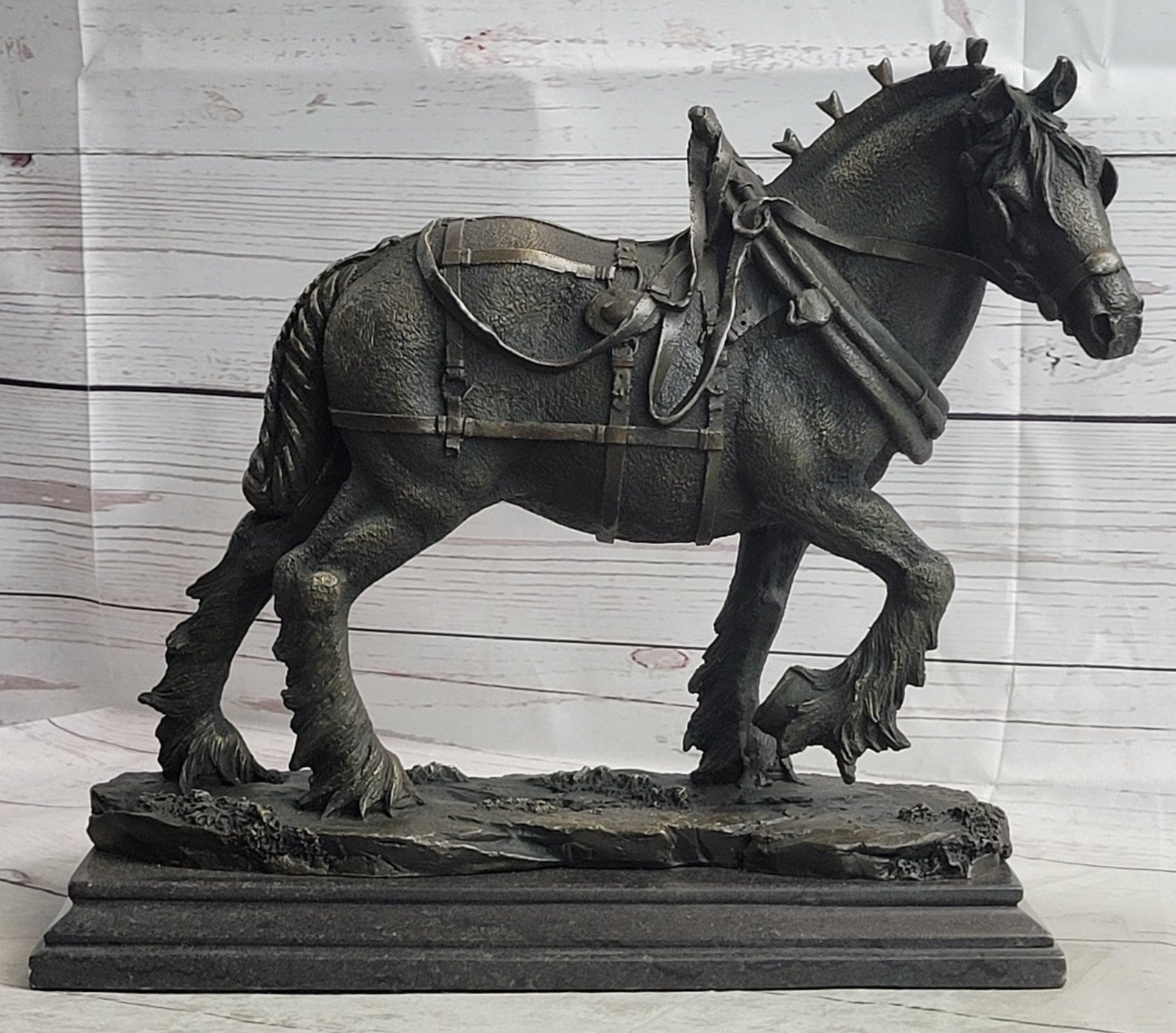 Hot Cast Genuine Solid Bronze Monumental Clydesdale Horse Home Decoration