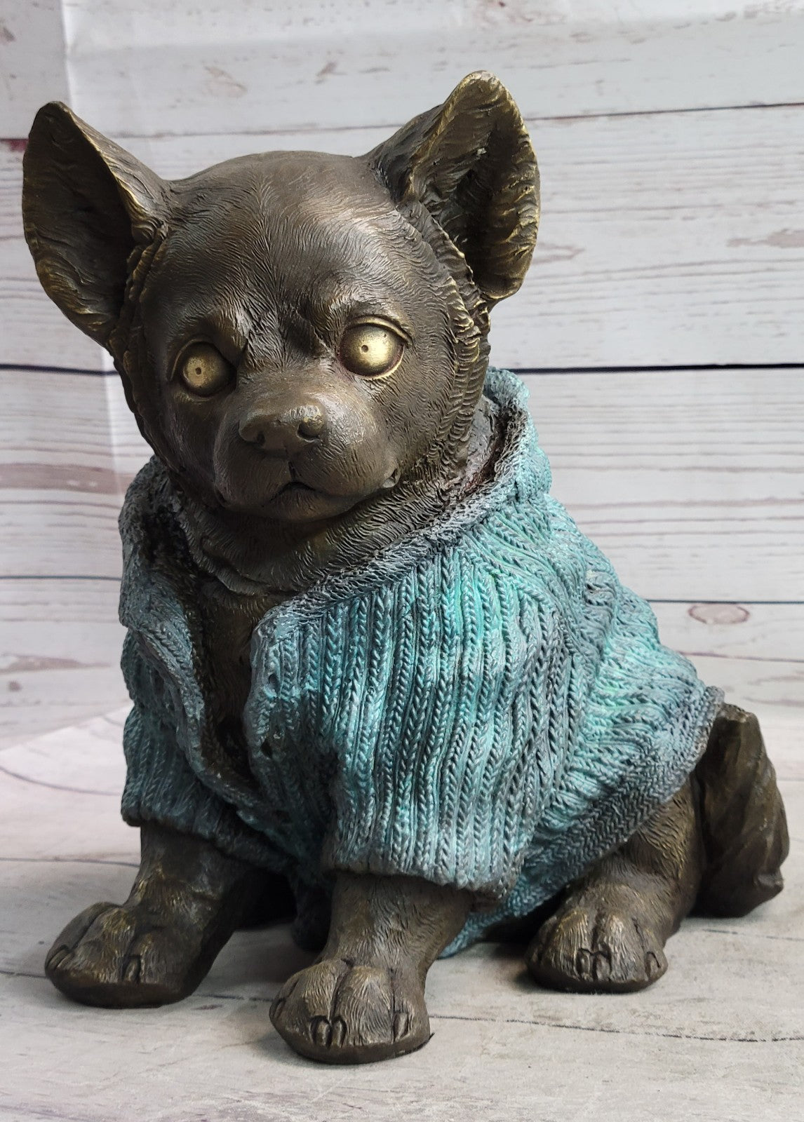 Art Deco Hot Cast Handcrafted Bronze Longcoat chihuahua Dog Animal Sculpture Sale