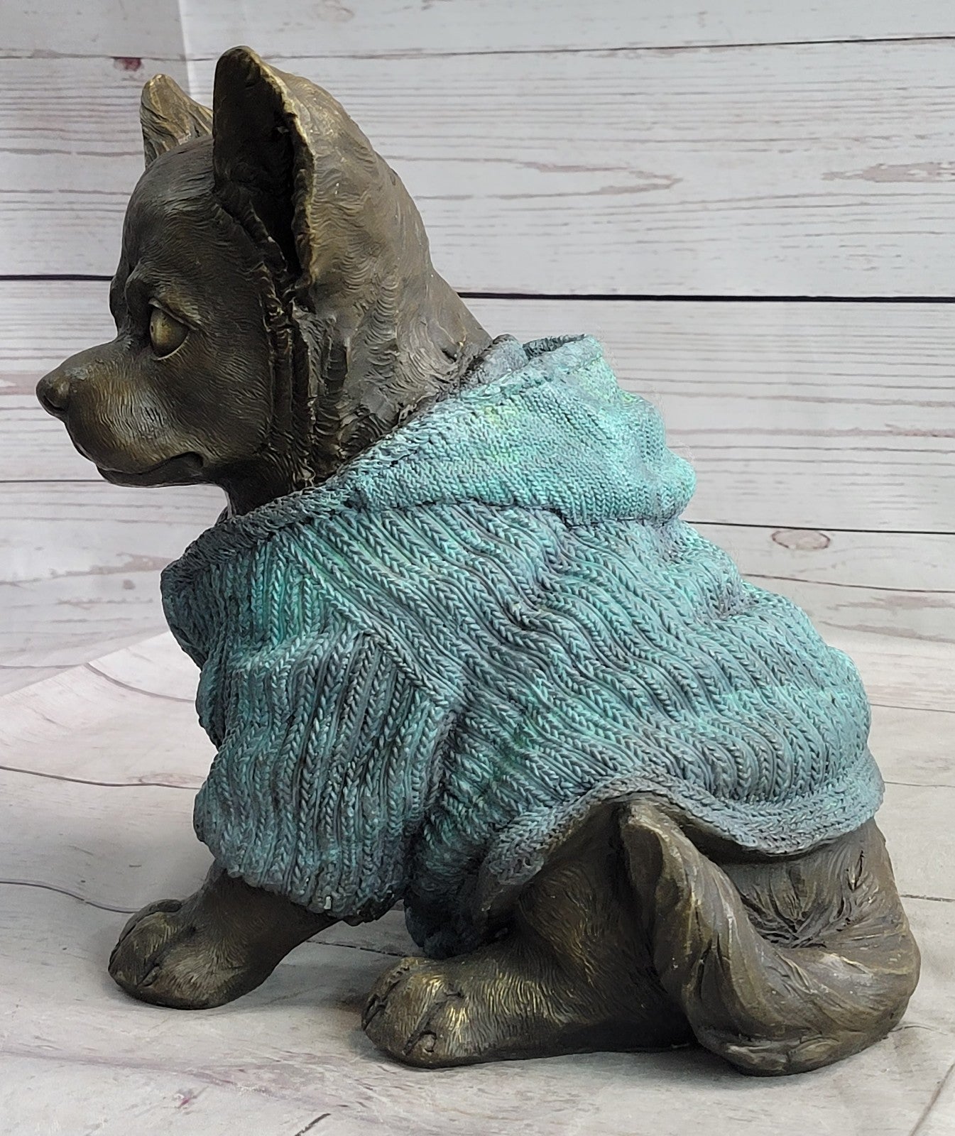 Art Deco Hot Cast Handcrafted Bronze Longcoat chihuahua Dog Animal Sculpture Sale