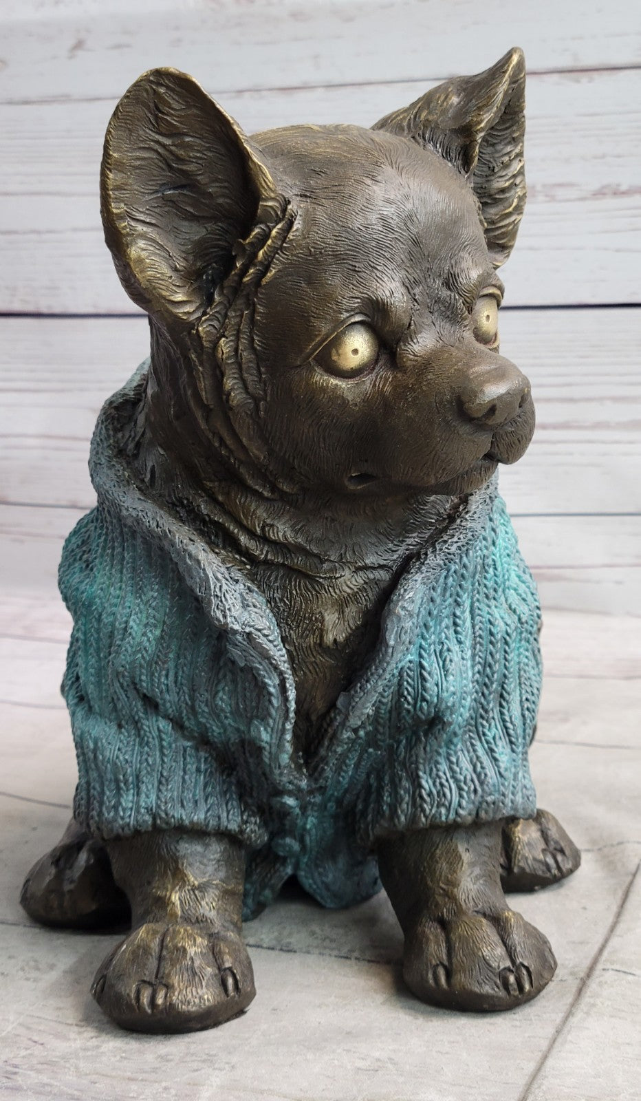 Art Deco Hot Cast Handcrafted Bronze Longcoat chihuahua Dog Animal Sculpture Sale