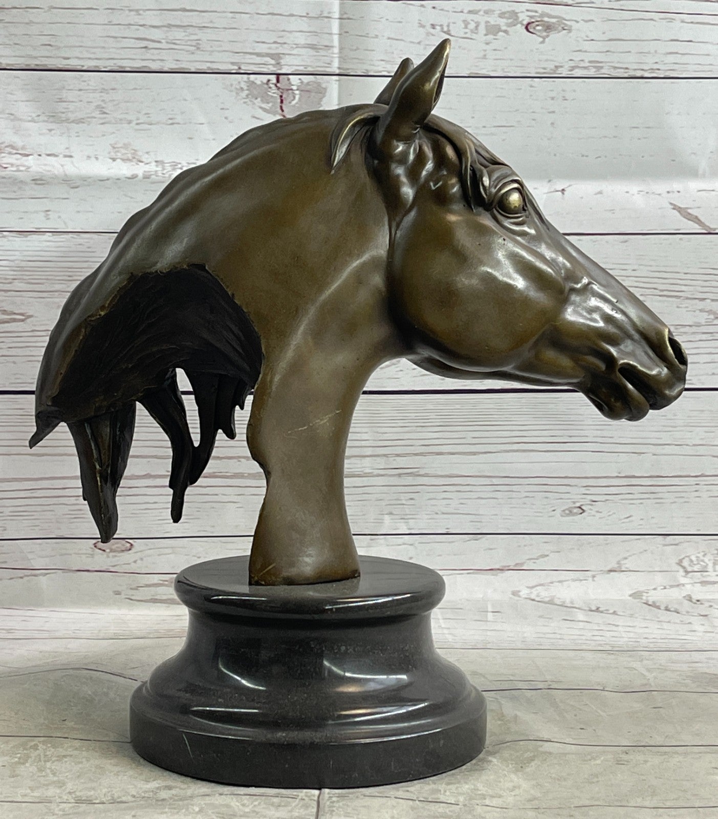 Milo`s Masterpiece: Captivating Bronze Horse Bust Sculpture - Fine Art Collectible