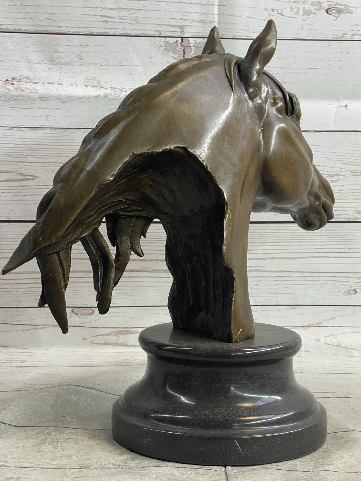 Milo`s Masterpiece: Captivating Bronze Horse Bust Sculpture - Fine Art Collectible