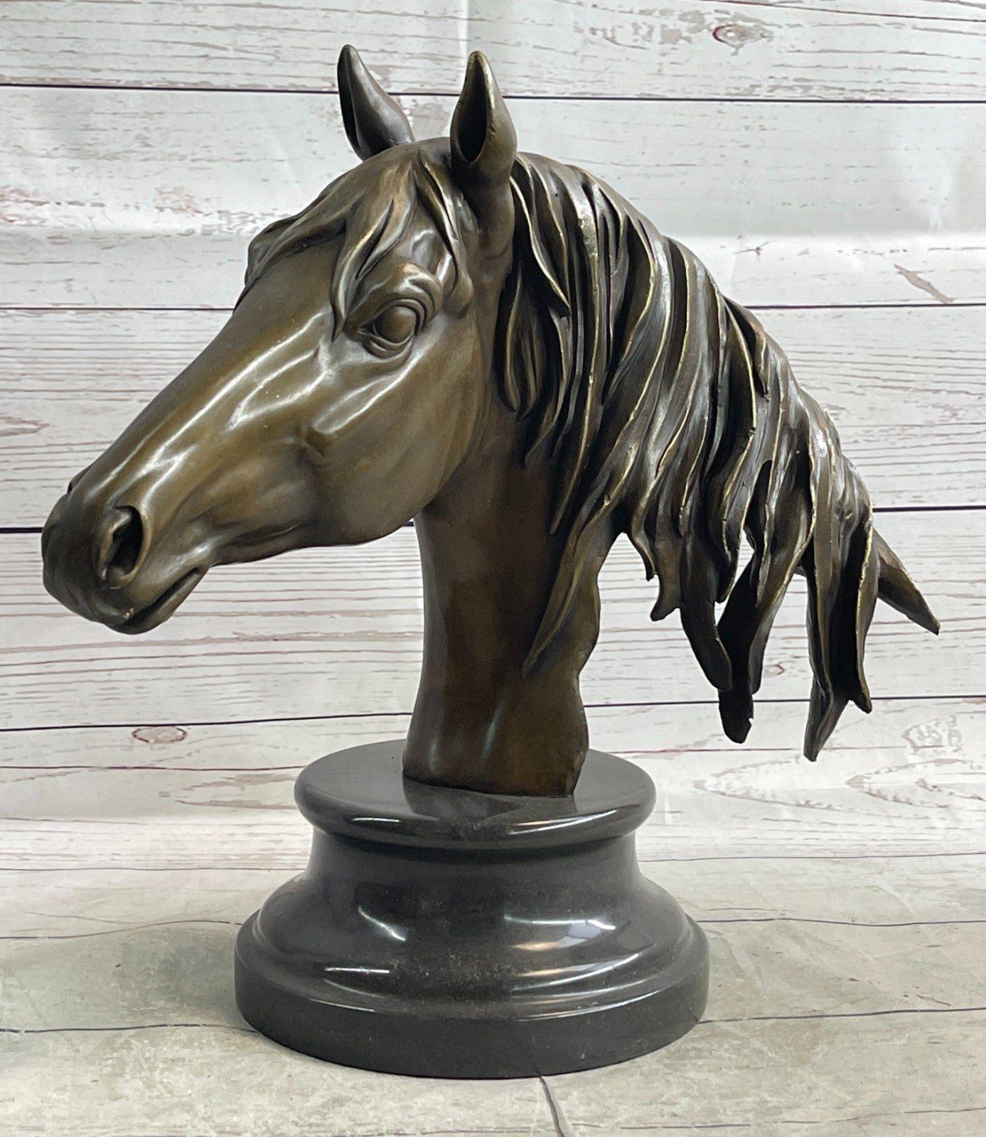 Milo`s Masterpiece: Captivating Bronze Horse Bust Sculpture - Fine Art Collectible