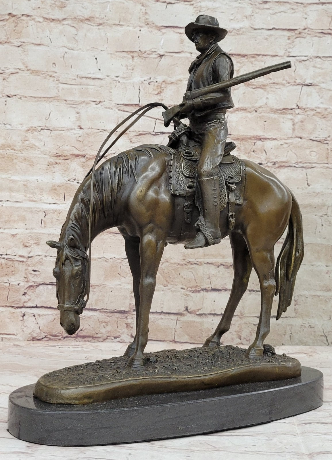 Handcrafted Museum Quality Classic Western Old West Cowboy Riding Horse Bronze S