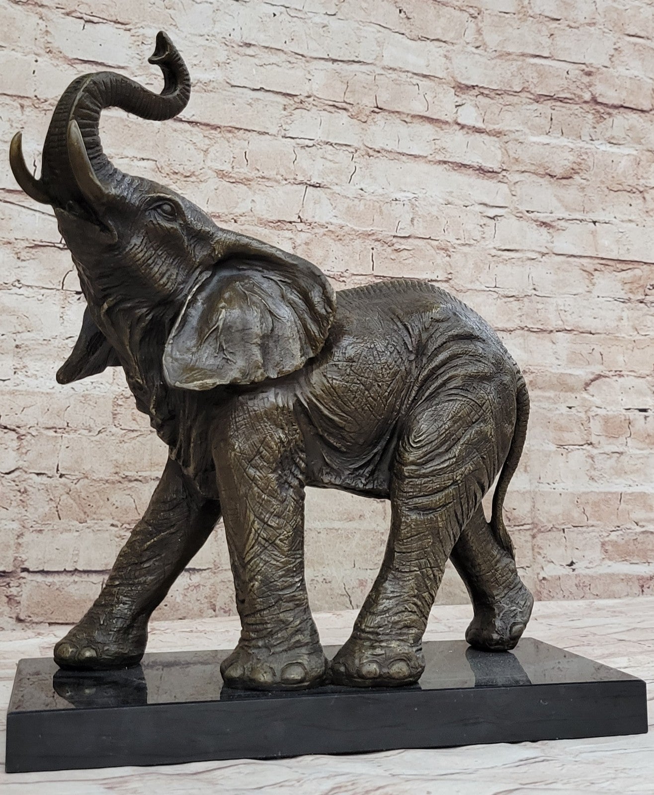 Cubism Inspired Elephant Sculpture: Barye Signed Bronze Statue for Home Decor