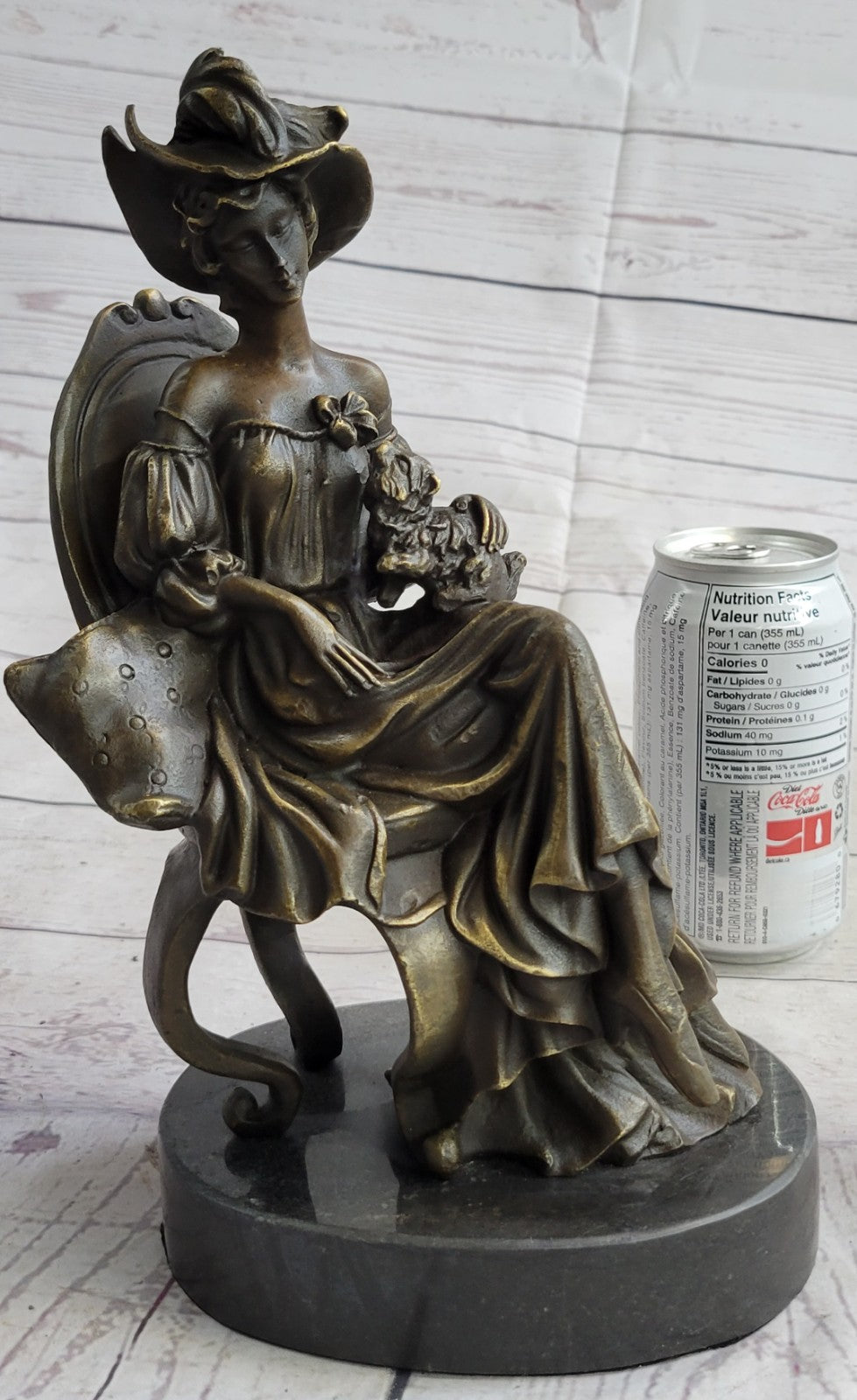 Art Deco Victorian Lady with Dog Bronze Sculpture – Elegant Home Decor, On Sale!