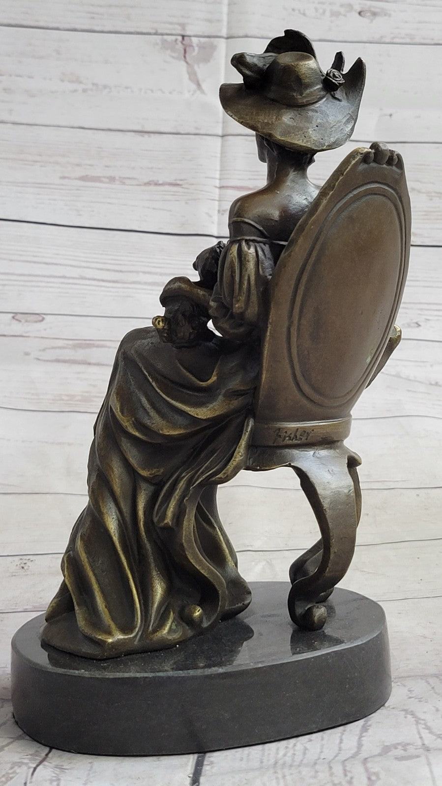 Art Deco Victorian Lady with Dog Bronze Sculpture – Elegant Home Decor, On Sale!