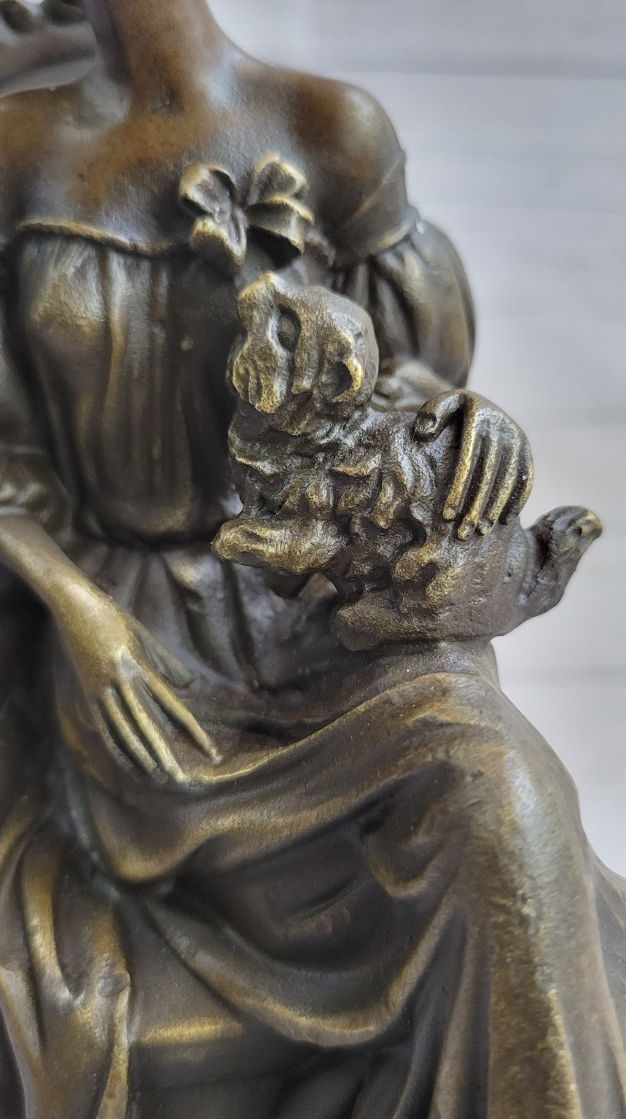 Art Deco Victorian Lady with Dog Bronze Sculpture – Elegant Home Decor, On Sale!