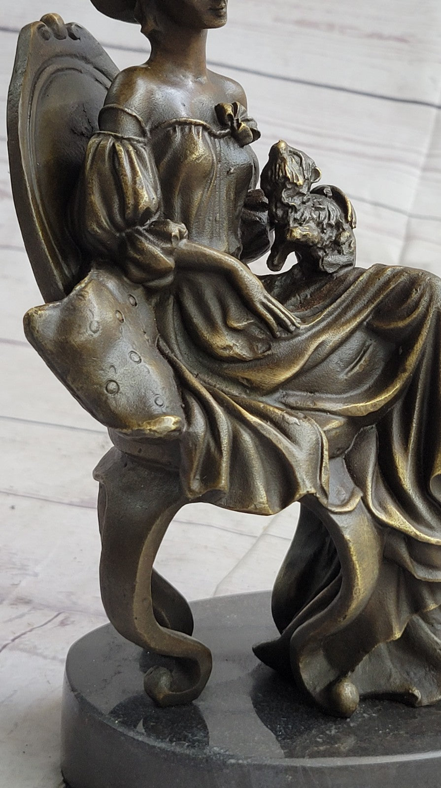 Art Deco Victorian Lady with Dog Bronze Sculpture – Elegant Home Decor, On Sale!