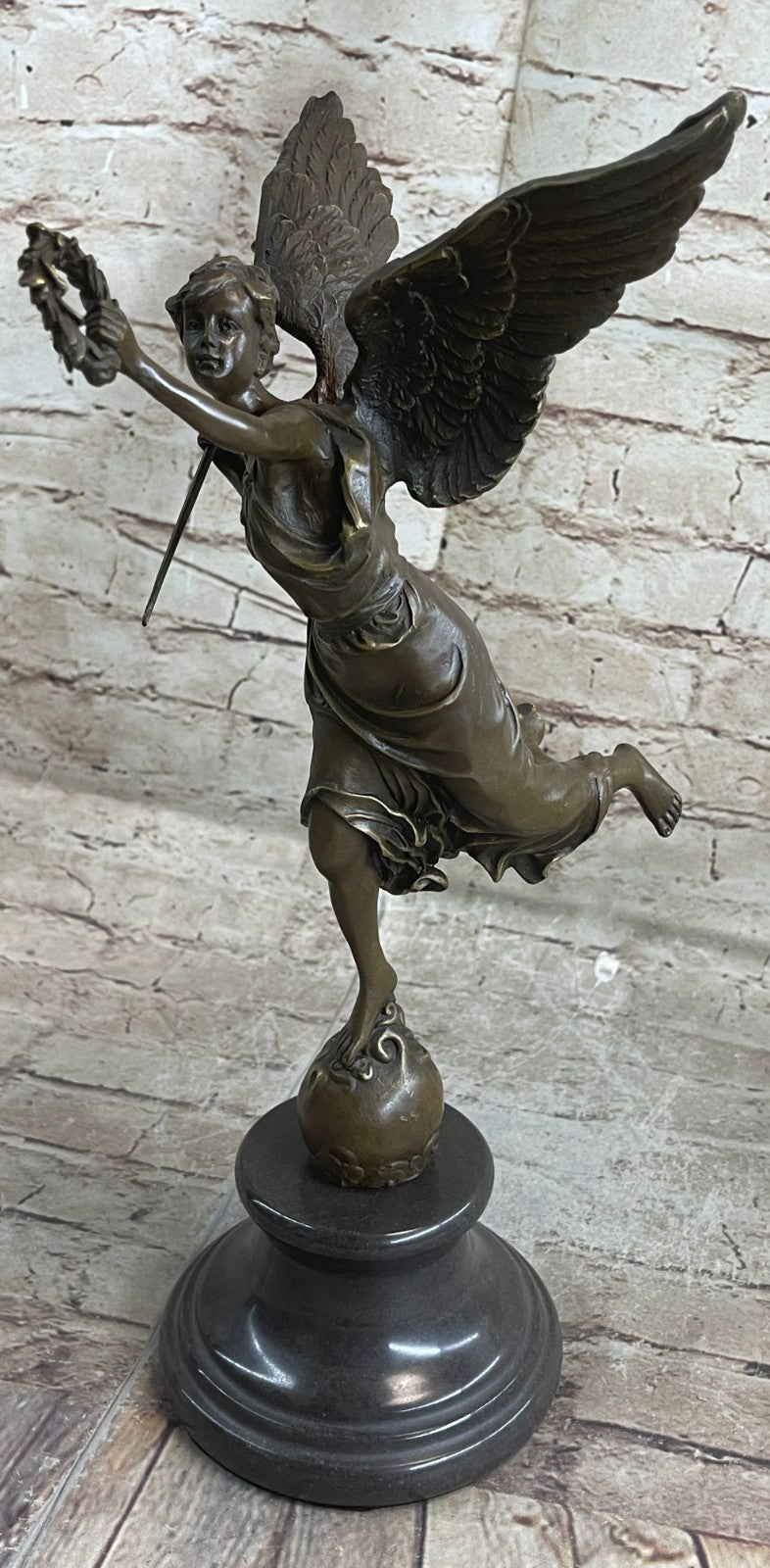NIKE Goddess Winged Female Warrior Bronze Sculpture 16" x 8" Statue Sale Figurine