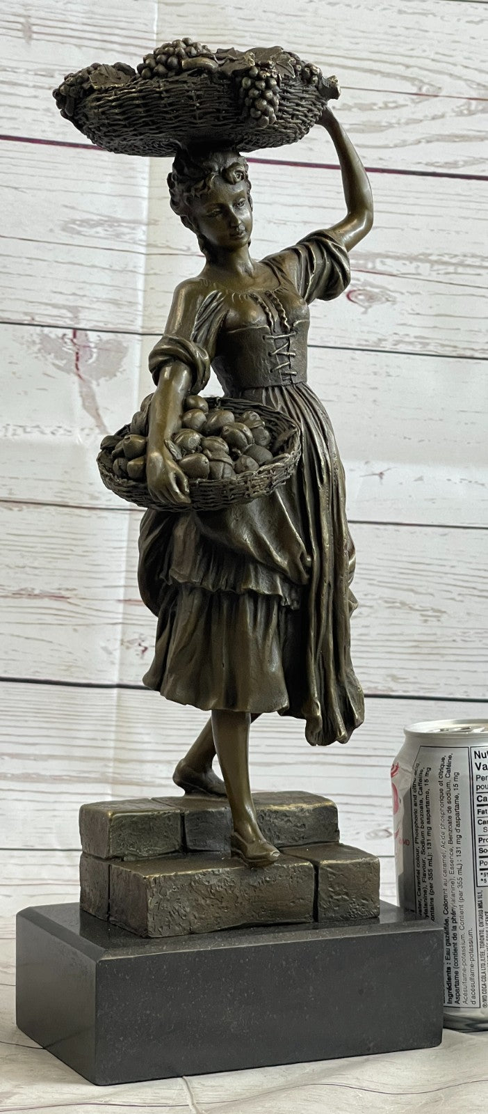 Handmade SIGNED Cesaro SEXY GIRL AUTOMNE FRENCH BRONZE FIGURE ART 15.5" TALL