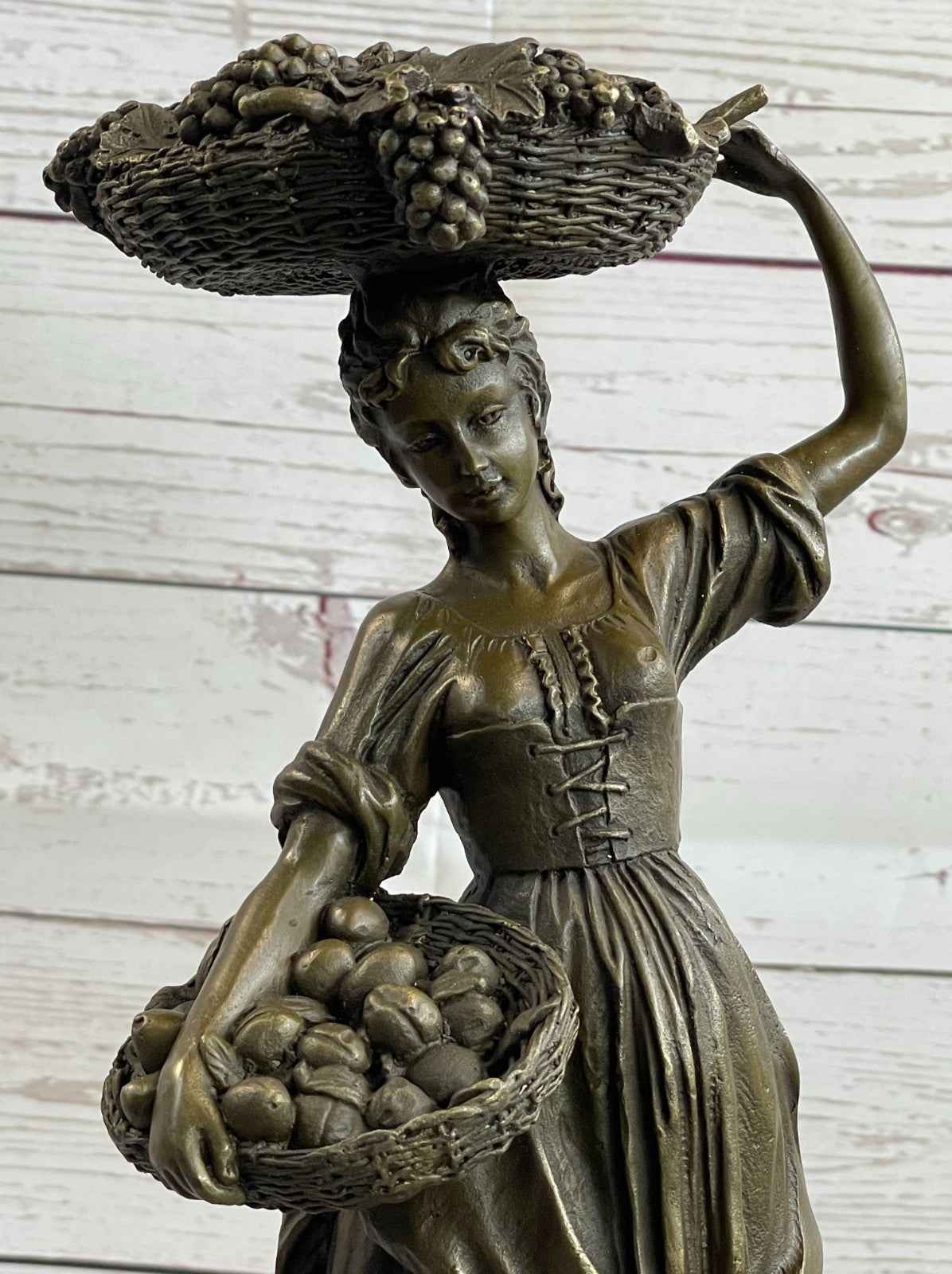 Handmade SIGNED Cesaro SEXY GIRL AUTOMNE FRENCH BRONZE FIGURE ART 15.5" TALL