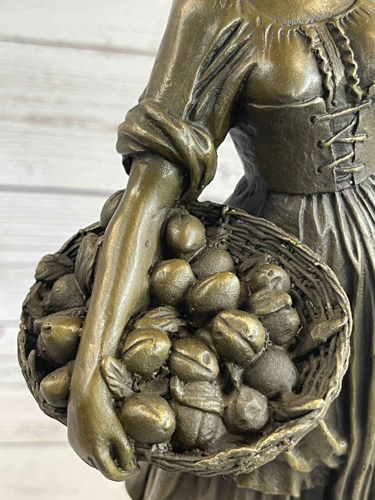 Handmade SIGNED Cesaro SEXY GIRL AUTOMNE FRENCH BRONZE FIGURE ART 15.5" TALL