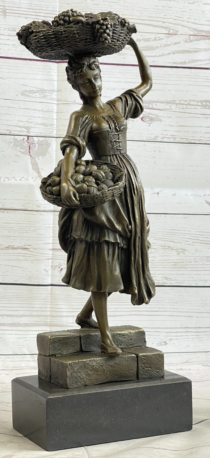 Handmade SIGNED Cesaro SEXY GIRL AUTOMNE FRENCH BRONZE FIGURE ART 15.5" TALL