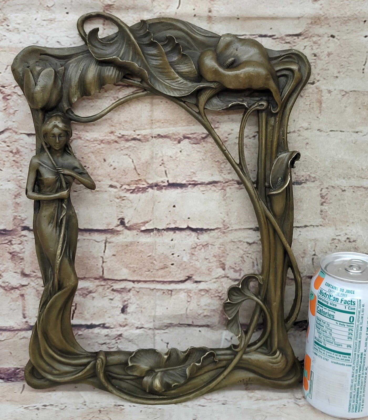 Classic Art Nouveau Bronze Sculpture: Woman and Tulip by Milo