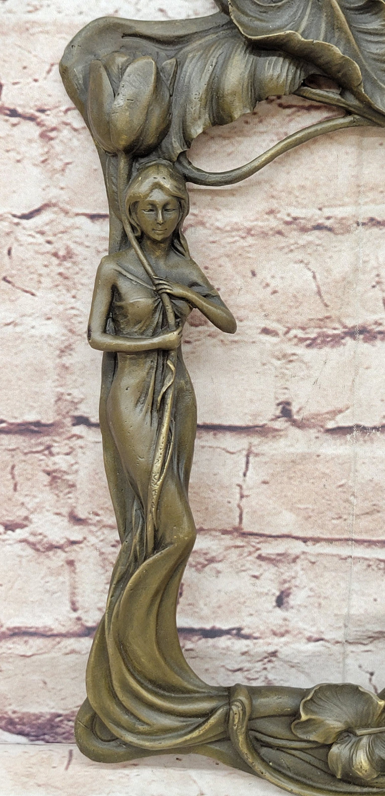 Classic Art Nouveau Bronze Sculpture: Woman and Tulip by Milo