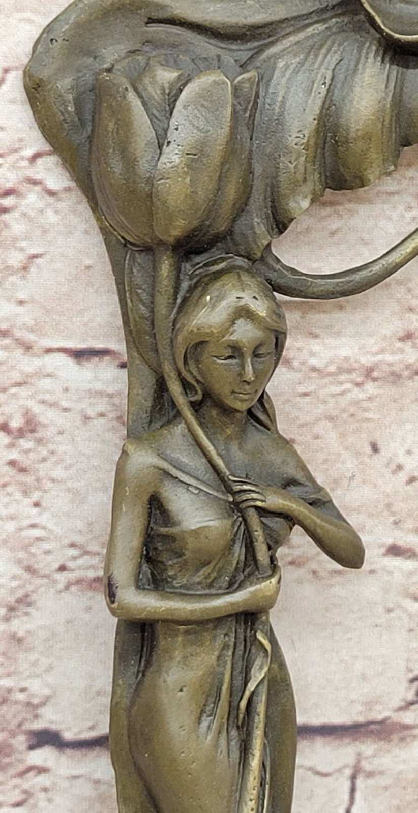 Classic Art Nouveau Bronze Sculpture: Woman and Tulip by Milo