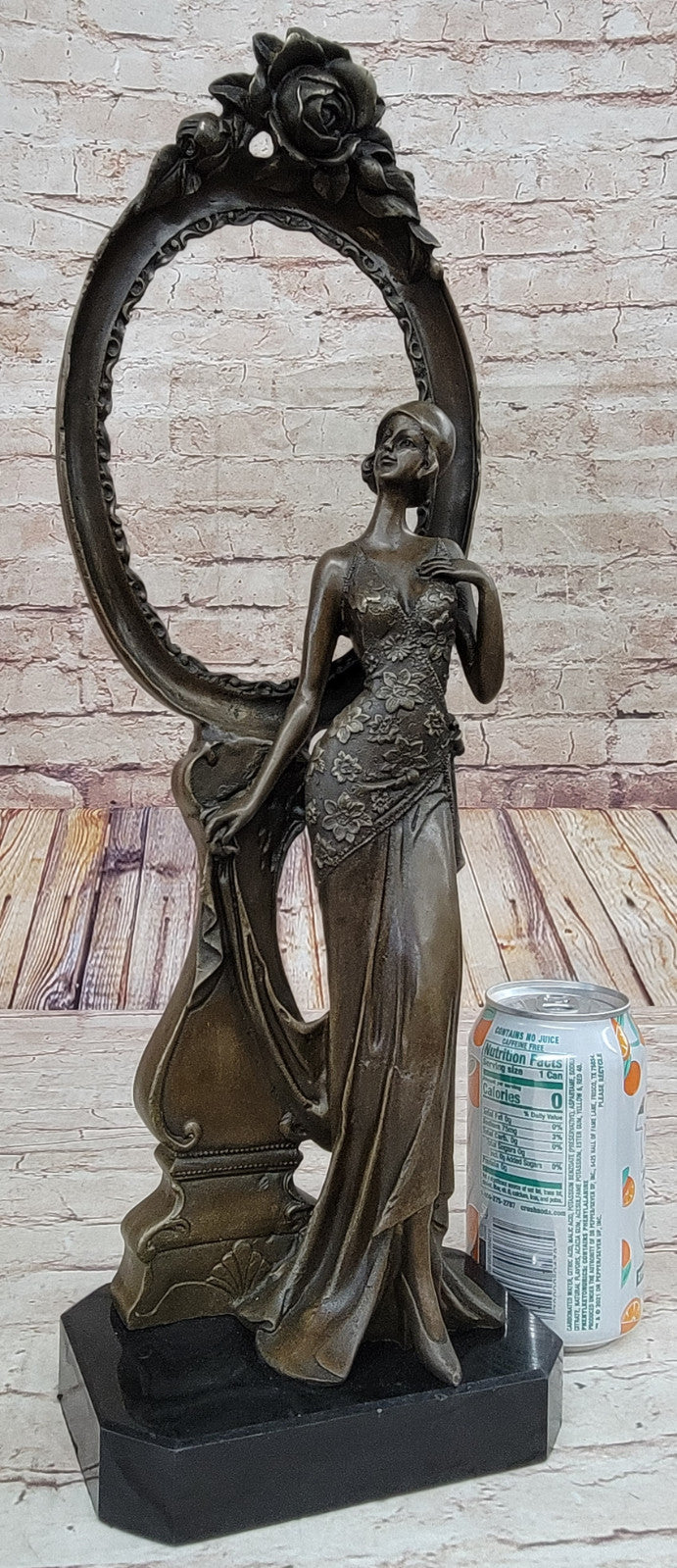 Fine Art Bronze Woman Statue with Picture Frame by Signed Milo Artwork