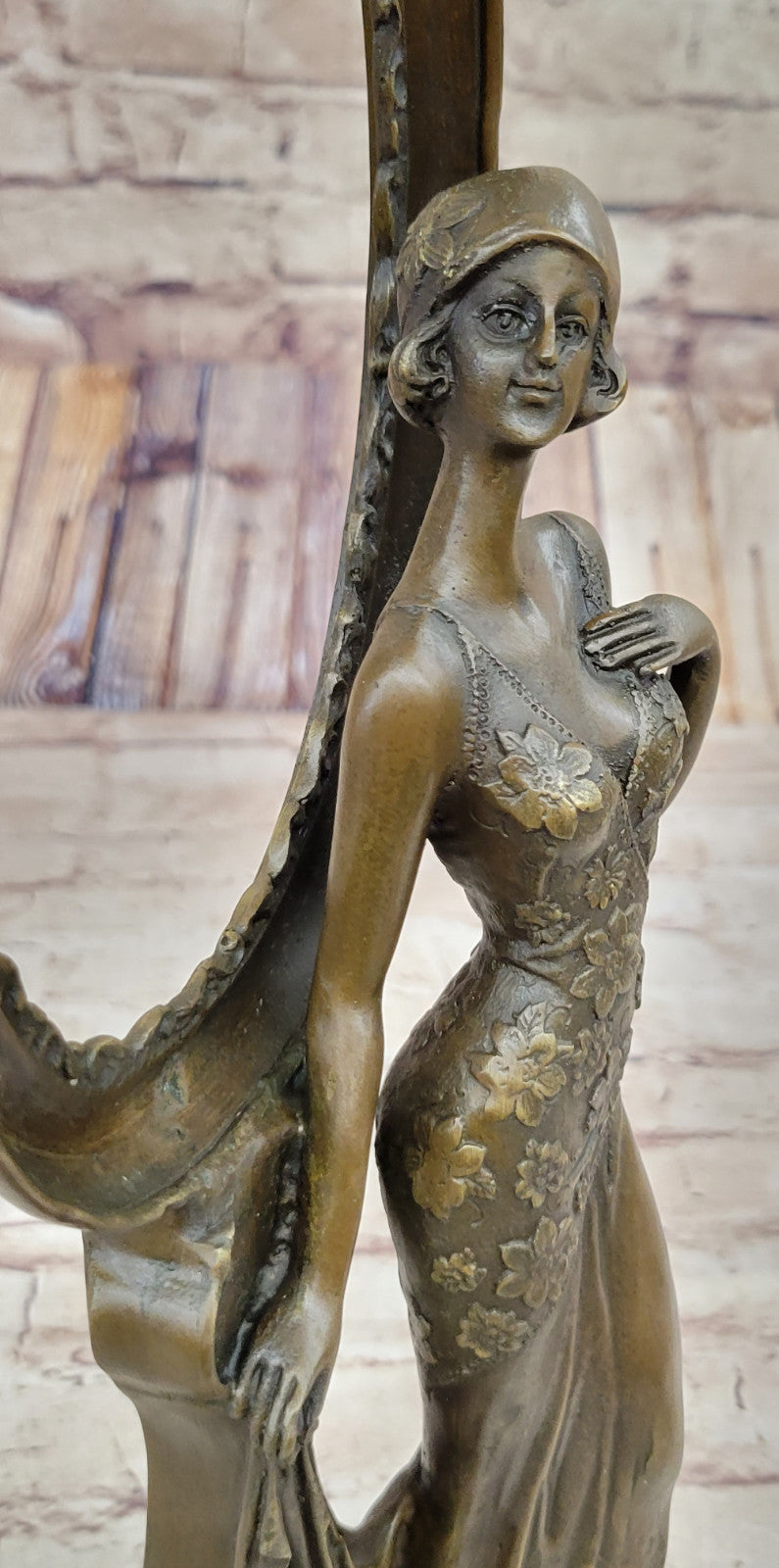 Fine Art Bronze Woman Statue with Picture Frame by Signed Milo Artwork