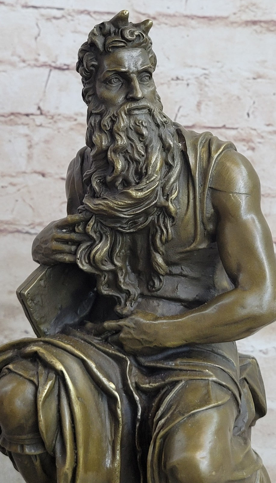 SIGNED Michelangelo Hot Cast LARGE , BRONZE SCULPTURE MOSES FIGURINE HOME DECOR