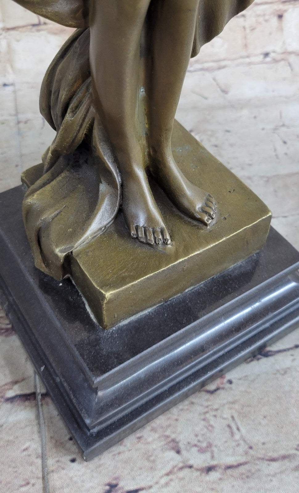 Nude Young Woman Female Elegant Bronze Marble Statue Bookend Book End Gift