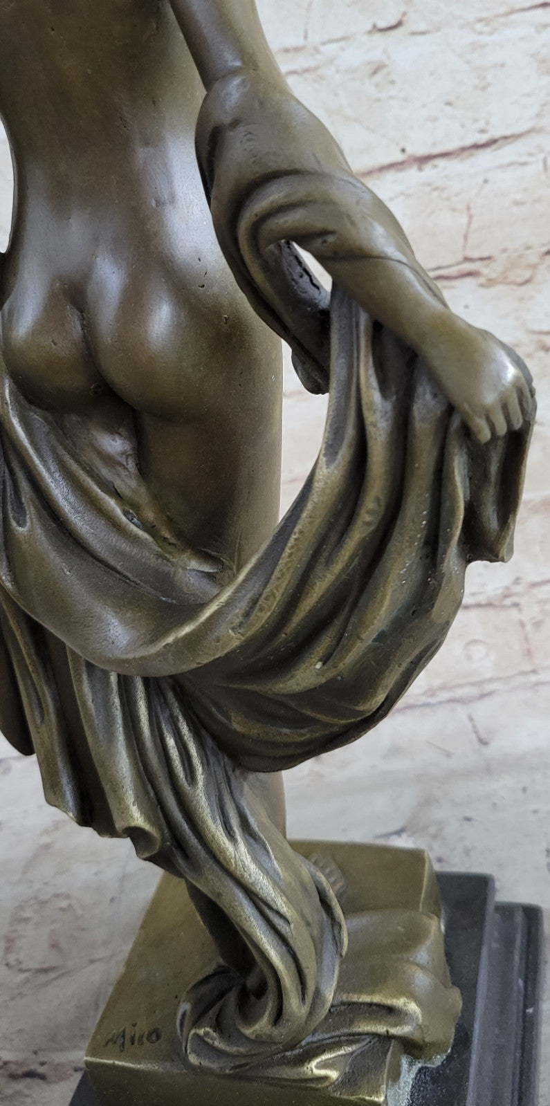 Nude Young Woman Female Elegant Bronze Marble Statue Bookend Book End Gift