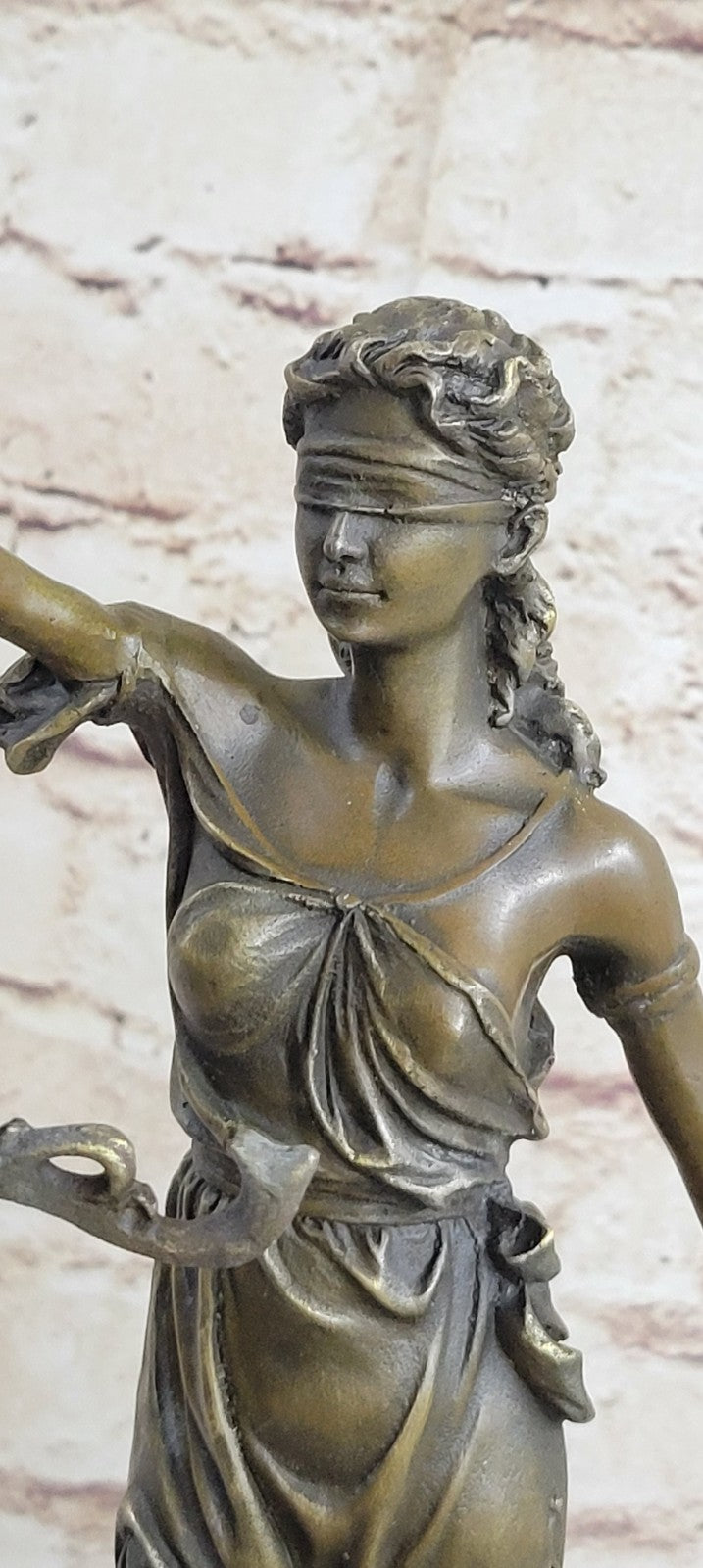 Hot Cast Bronze Sculpture Statue Lady of Blind Justice Scales Sword Marble Base