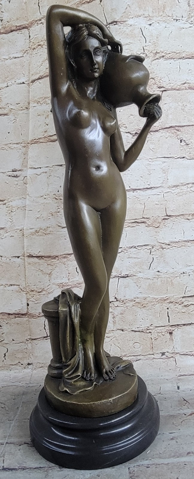 Art Deco Nouveau Nymph Woman Girl Signed Bronze Sculpture Statue Figure Nude