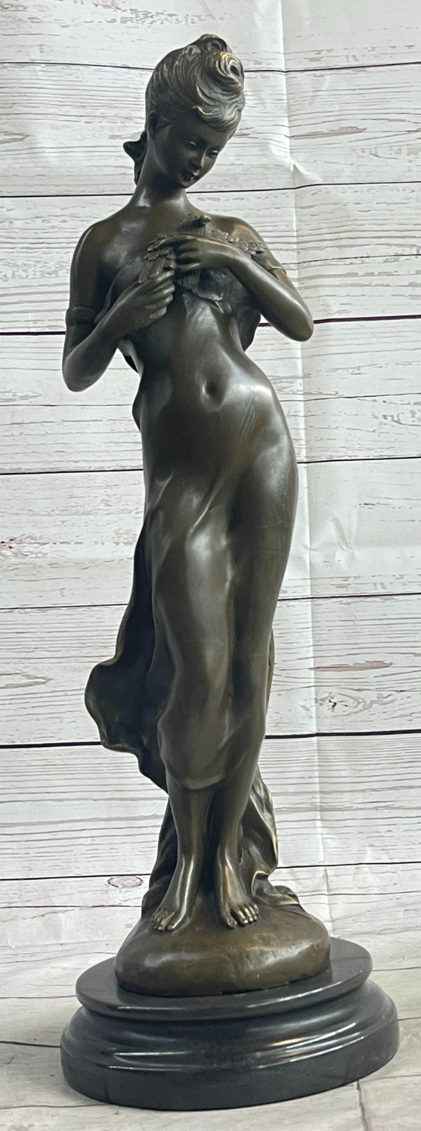 Nude Genuine Solid bronze Sculpture SALE Bird W/ Woman by Jean Patoue