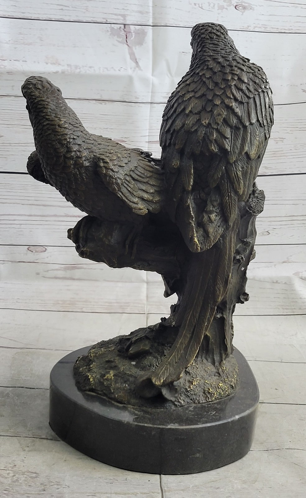 Handcrafted bronze sculpture SALE Parrots Brazilian Two Milo Original Signed dec
