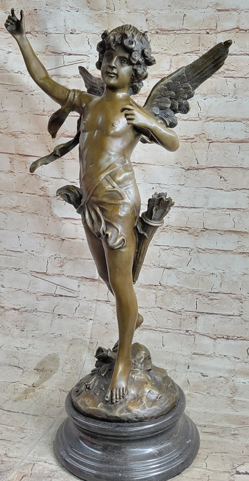 Signed Moreau Guardian Angel From Heaven Bronze Statue Sculpture Figurine Figure