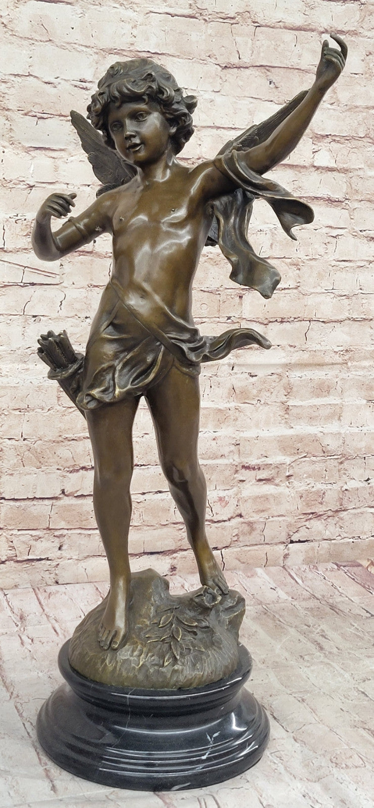 Handmade Large Putti Bronze Sculpture by Augustine Moreau Home Decoration