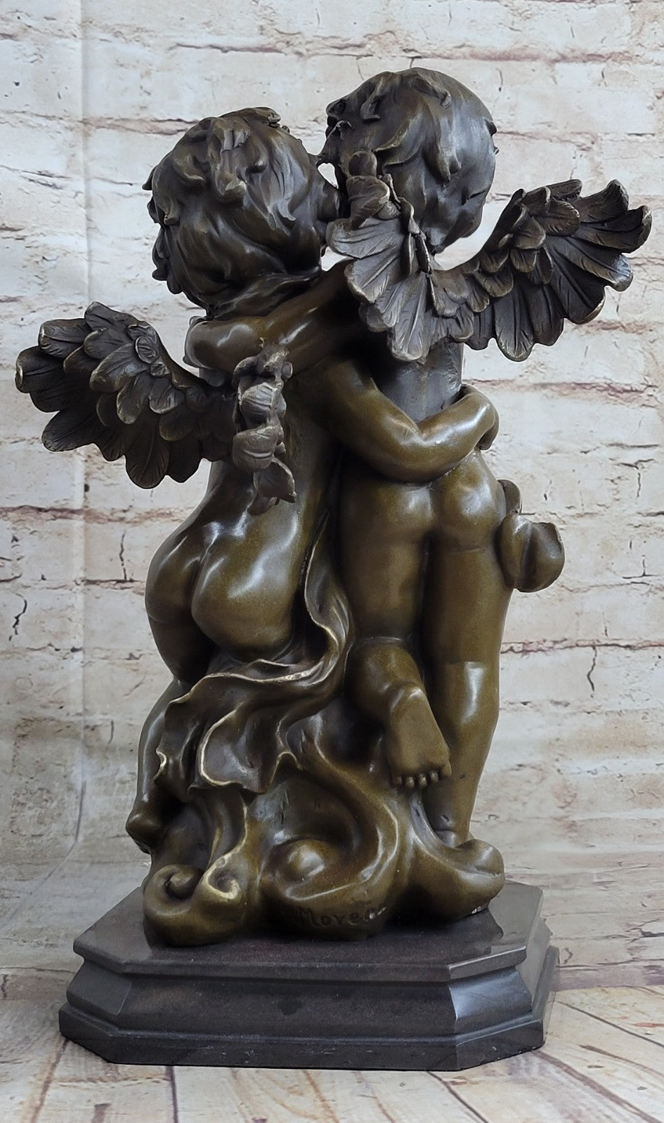 Angelic Serenity: Genuine Bronze Statue of Twin Brothers Puti by Moreau