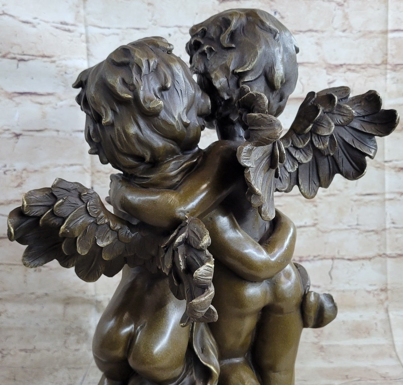 Angelic Serenity: Genuine Bronze Statue of Twin Brothers Puti by Moreau