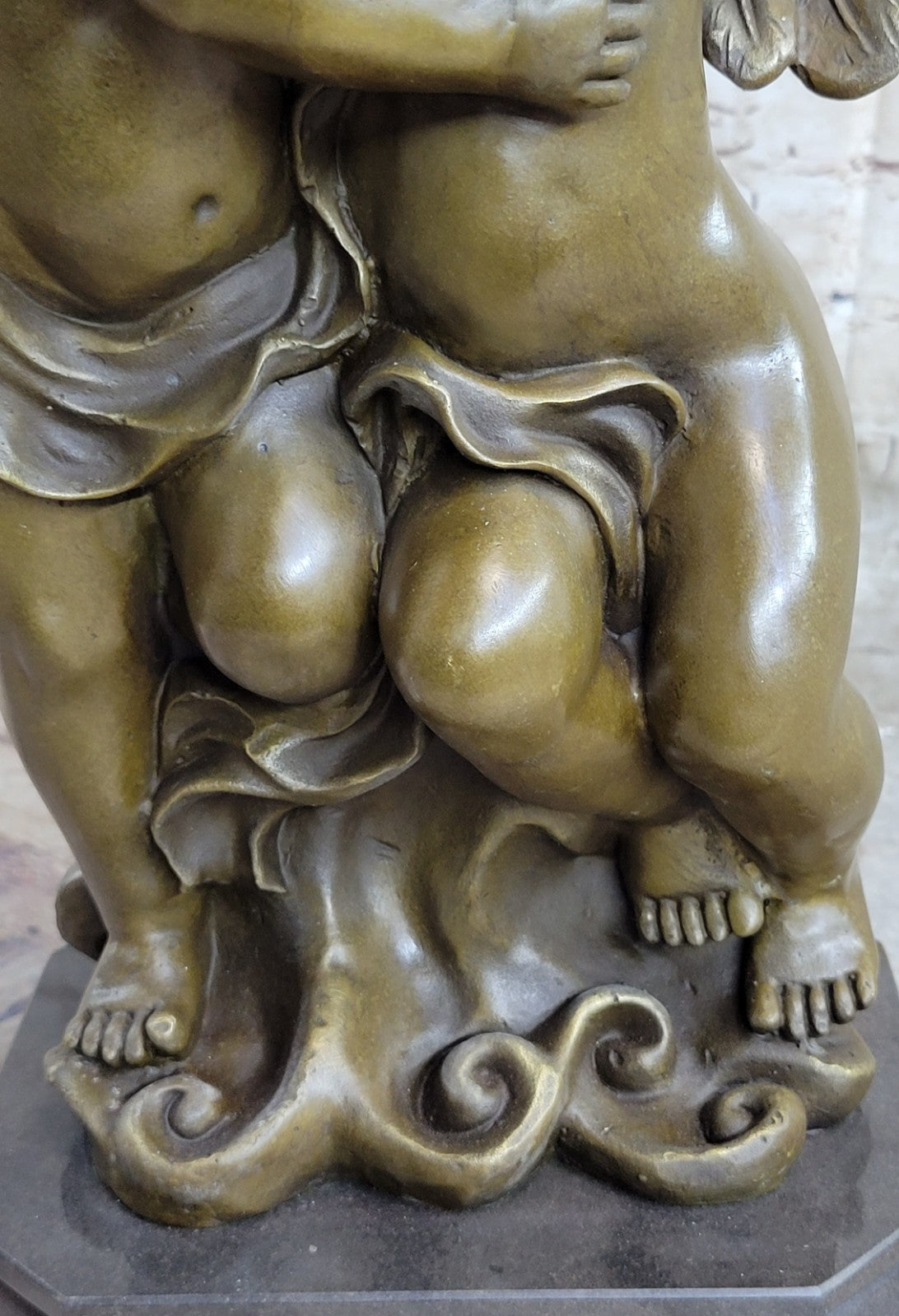 Angelic Serenity: Genuine Bronze Statue of Twin Brothers Puti by Moreau