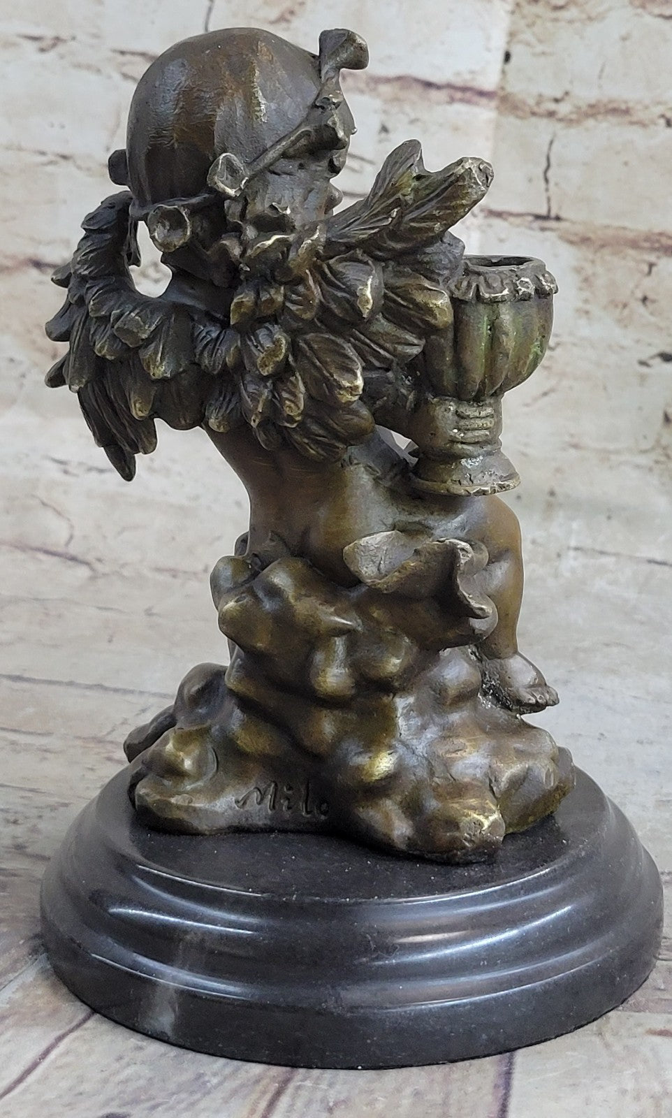 Signed Moreau French Artist Baby Angel Bookend Book end Bronze Sculpture