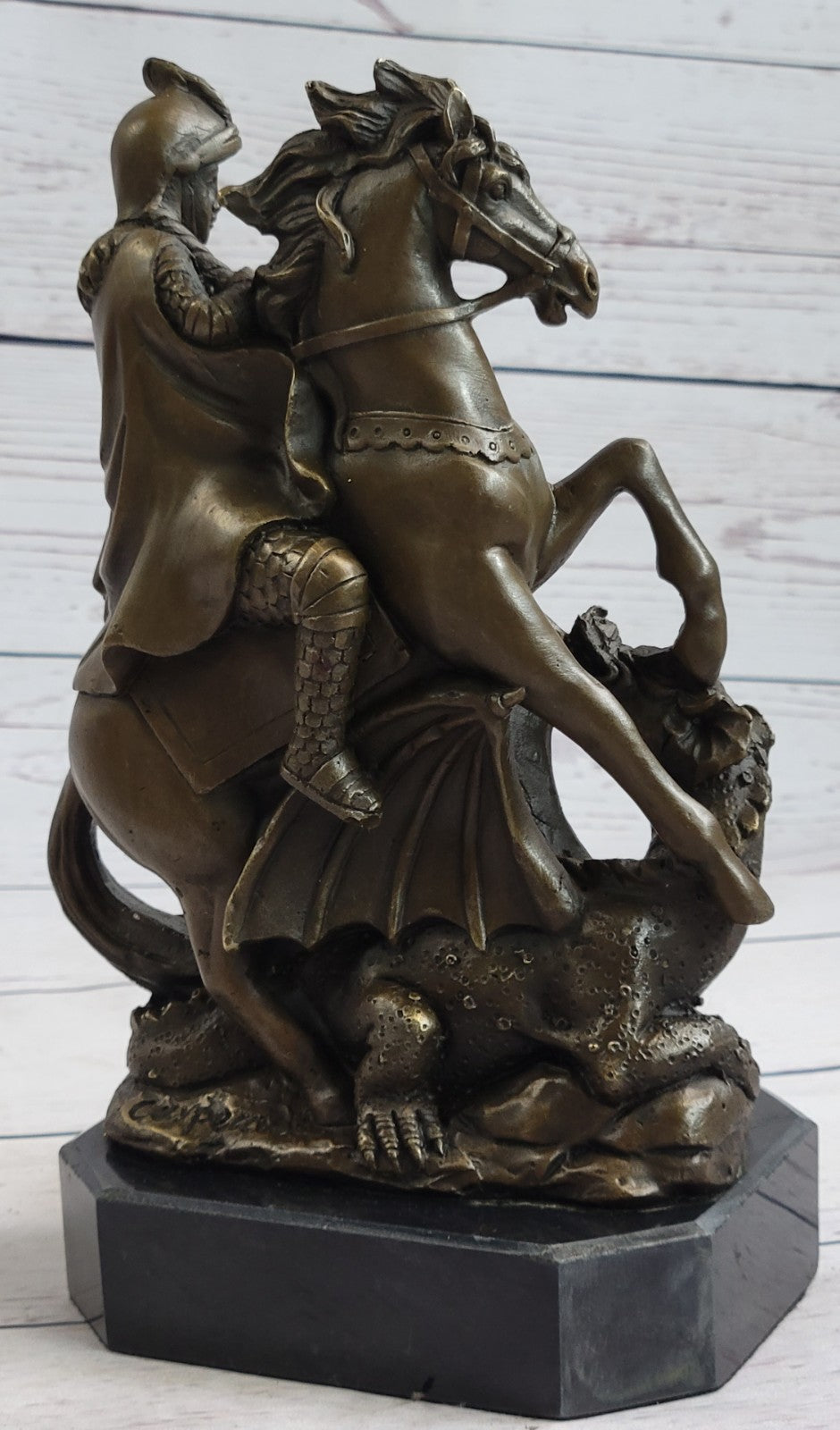 Handcrafted bronze sculpture SALE Catho Saint Military Slayer Dragon George St