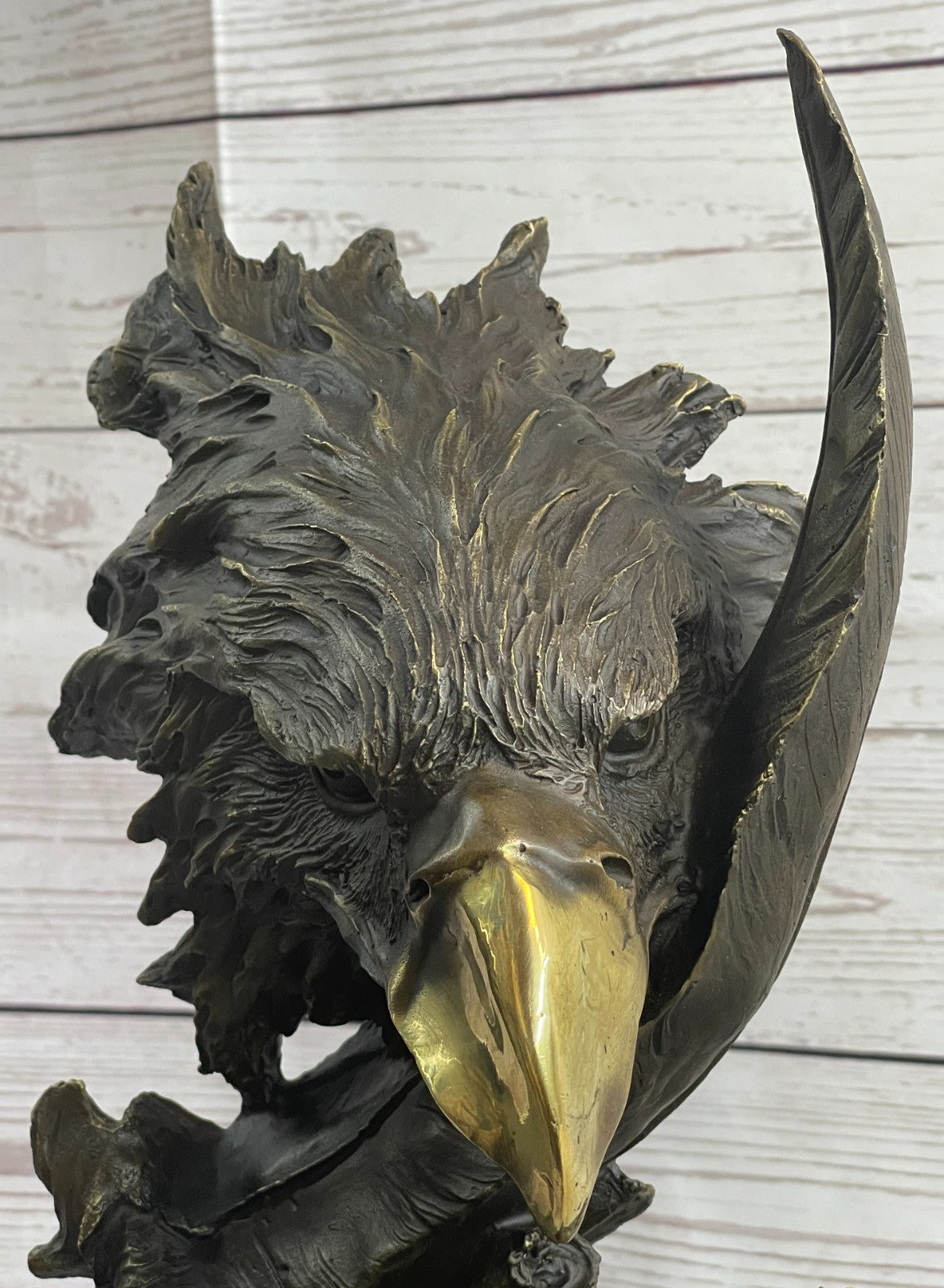 Detailed Rare Eagle Marble Sculpture Bust Bronze Head Collectible Art Deco Sale
