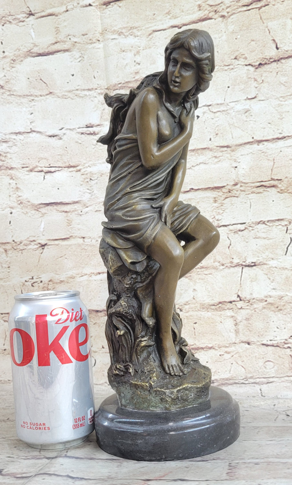 SIGNED: Moreau, BRONZE STATUE FEMALE NUDE ANGEL ART DECOR MARBLE FIGURINE LARGE
